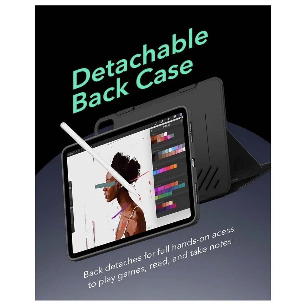 ESR iPad Air 11 Inch M4 M2 Case Magnetic Removable Stand Black Minimalist Tech
